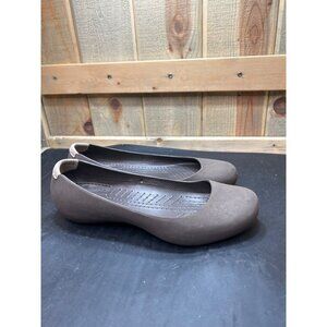 Crocs Womens Brown Ballet Flats Slip-On Shoes Size 9 Lightweight & Comfortable
